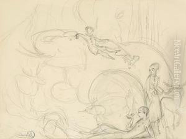 Den Doende Dandyn Oil Painting by Nils Von Dardel