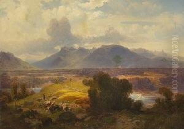 Sudliche Vorgebirgslanschaft. Oil Painting by Theodor Von Deschwanden