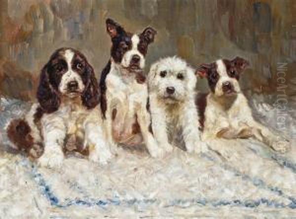 Playmates Oil Painting by Carl Ritter Von Dombrowski