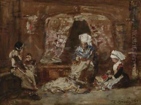 Les Couti&egrave;res de Plougastel Oil Painting by Eugene Boudin