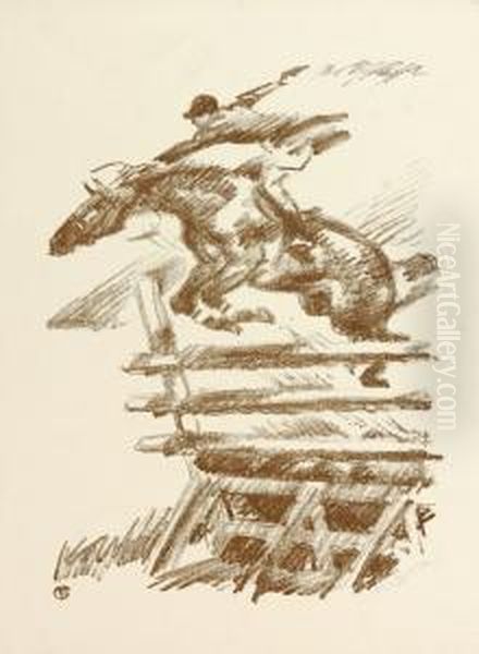 Springreiter Oil Painting by Gino, Ritter Von Finetti