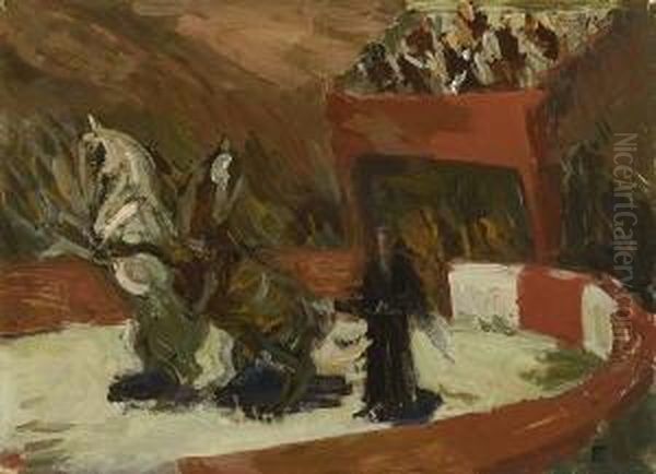 Zirkusszene. Oil Painting by Gino, Ritter Von Finetti