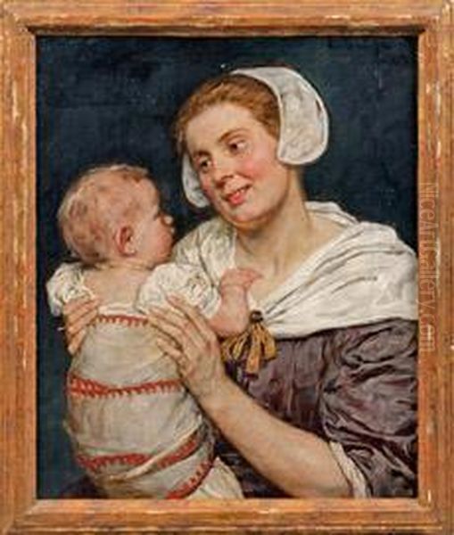 Hollandische Muttermit Kind Oil Painting by Eduard Karl Franz von Gebhardt