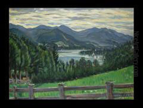 Blick Von Tegernsee Nach Bad Wiessee Oil Painting by Gerhart Von Haniel
