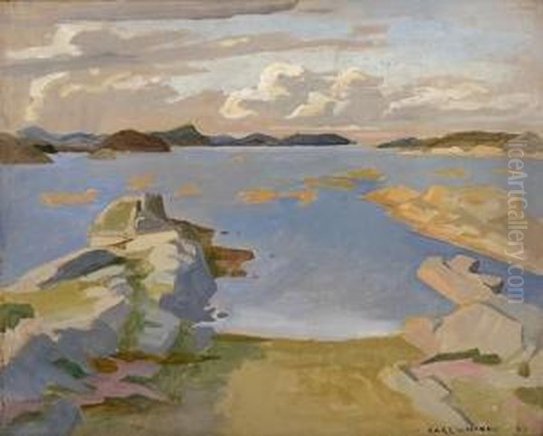 Kystlandskap Oil Painting by Carl Von Hanno