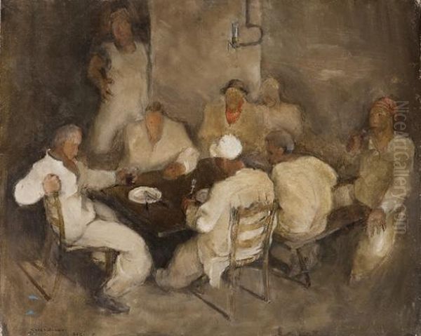 Bricklayer's Cafe Oil Painting by Carl Von Hanno