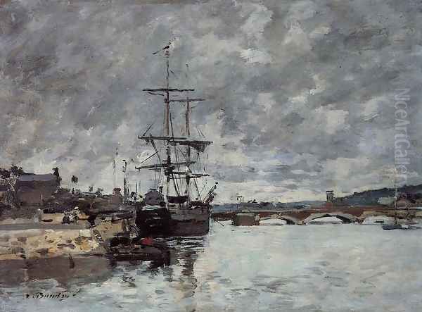 The Bridge over the Toques at Trouville Oil Painting by Eugene Boudin