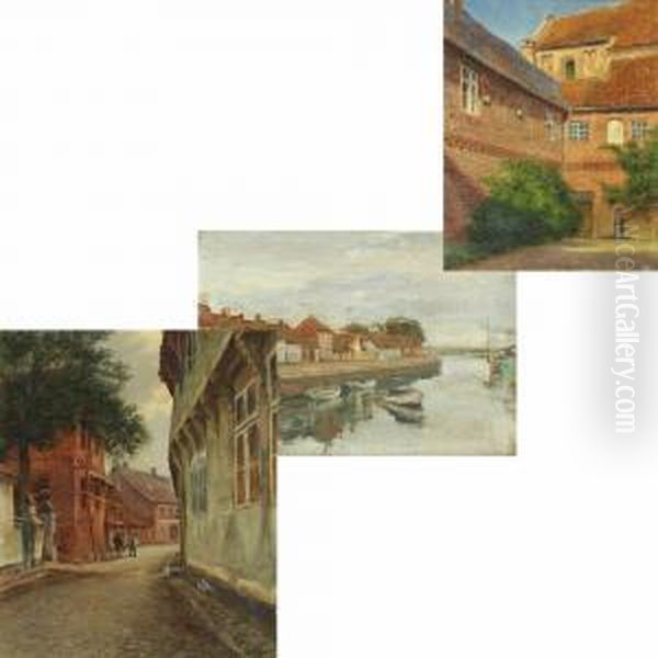 Cityscapes From Ribe Oil Painting by Werner Von Hausen