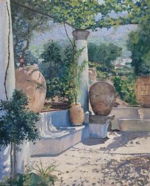 Aterrace In The South Oil Painting by Werner Von Hausen