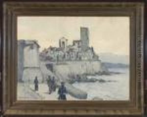 Ansicht Von Antibes Mit Franzosischen Soldaten Im Vordergrund Oil Painting by Hans Von Heider
