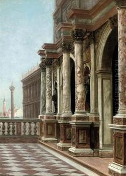 The Dogana Di Mare, Venice Oil Painting by George Von Hoesslin