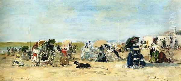 Trouville, Beach Scene 3 Oil Painting by Eugene Boudin
