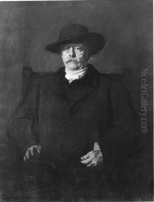 Otto Furst Von Bismarck Oil Painting by Lenbach Franz Von