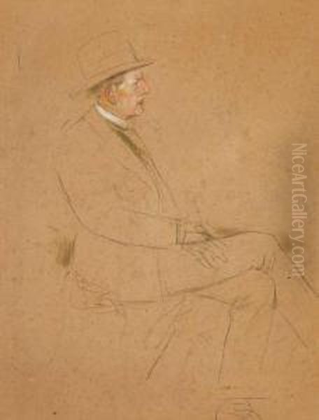 Sitzender Herr Nach Rechts (helmut Graf Moltke) Oil Painting by Lenbach Franz Von