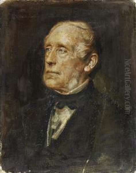 Three Portraits Of Men Oil Painting by Lenbach Franz Von