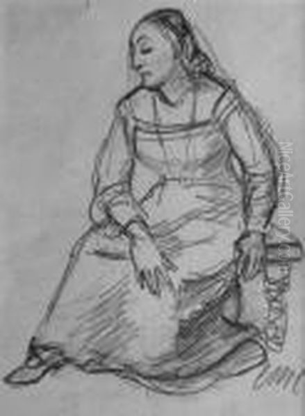 Sitzende Frau Oil Painting by Constantin Von Mitschke Collande