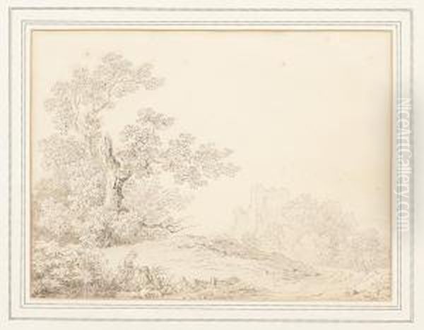 Landschaft Mit Personenstaffage Oil Painting by Martin von Molitor