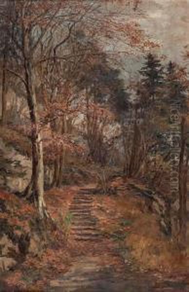 Salzburg - Burglstein Oil Painting by Helene Paula Von Pausinger