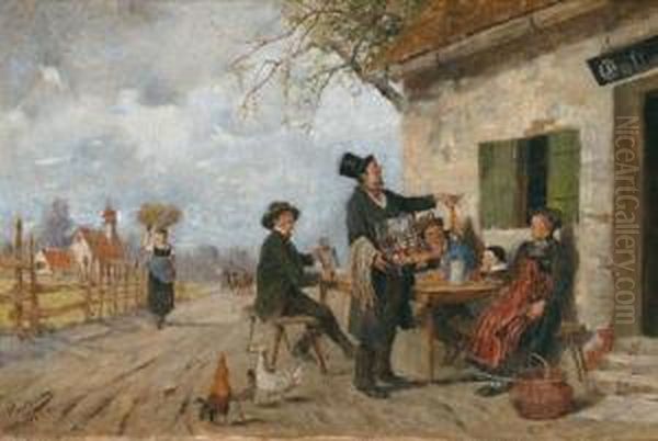 The Draper In The Village Oil Painting by Friedrich von Puteani