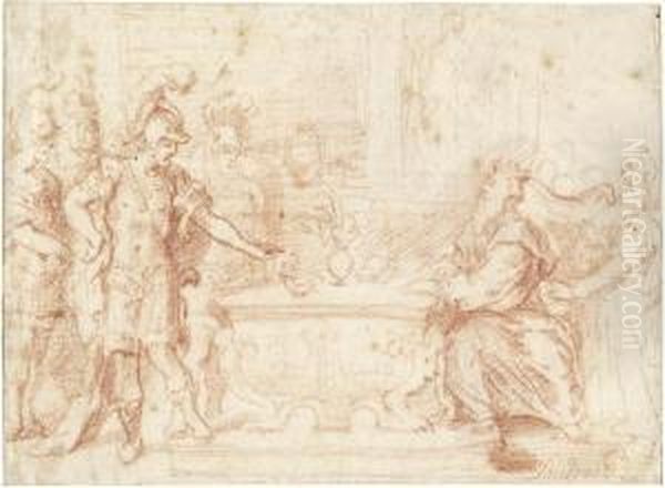 Mucius Scaevola Vor Porsenna Oil Painting by Joachim von, I Sandrart