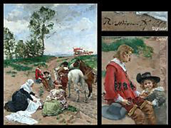 Kutschen-passagiere Bei Der Rast Oil Painting by Robert Von Steiger