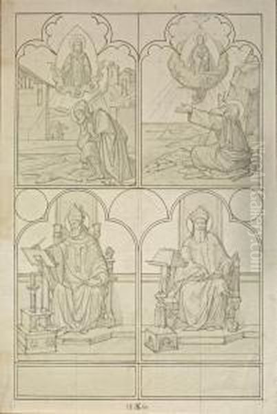 Entwurf Fur Einen Altarder Minoritenkirche In Koln Oil Painting by Edward Jakob Von Steinle