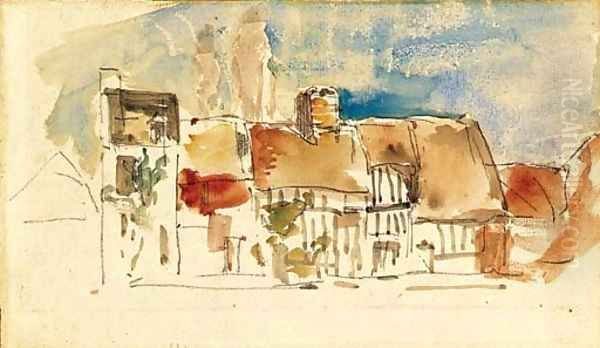 Cottages in Normandy Oil Painting by Eugene Boudin