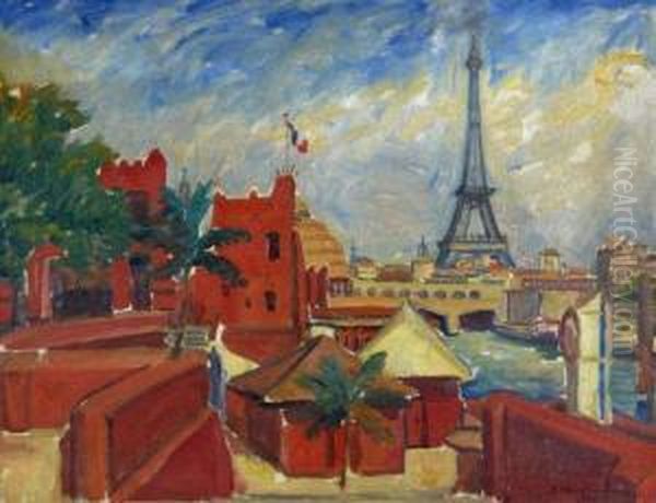 Pavillon Lors De L'exposition Universelle De 1937 A Paris Oil Painting by Soter Vonasek