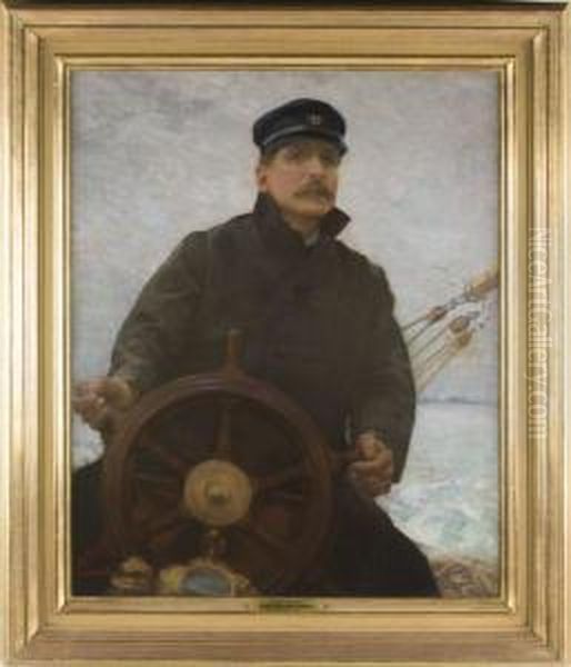At The Helm Oil Painting by Robert William Vonnoh