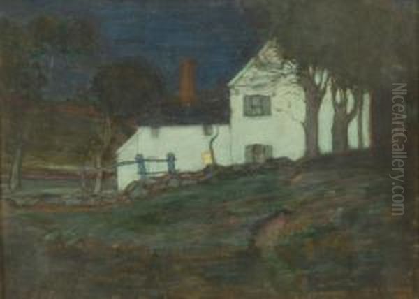 Connecticut Homestead At Twilight Oil Painting by Clark Greenwood Voorhees