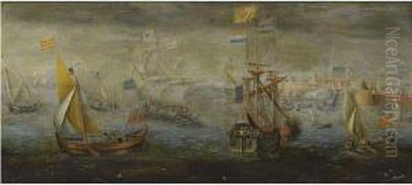 A Dutch Man-of-war Oil Painting by Cornelis Hendricksz. The Younger Vroom