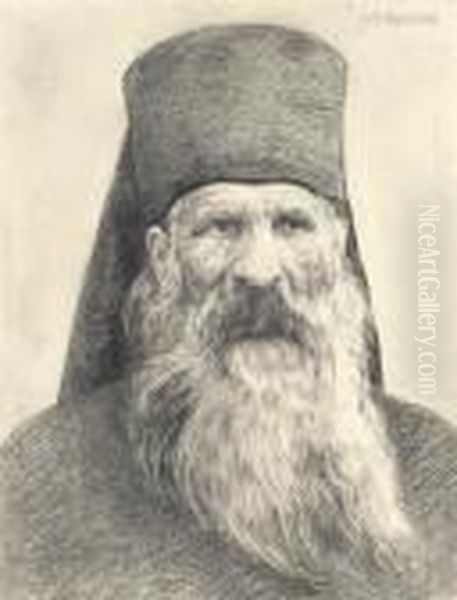 Portrait Of An Orthodox Priest Oil Painting by Theodoros Vryzakis