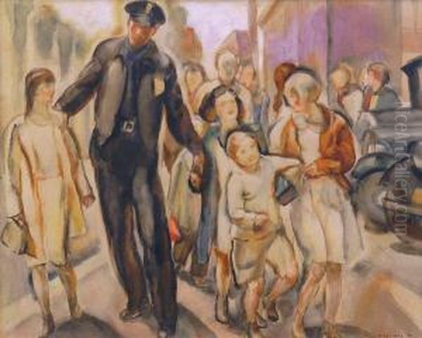 Busy Street Scene Oil Painting by Edouard Vysekal