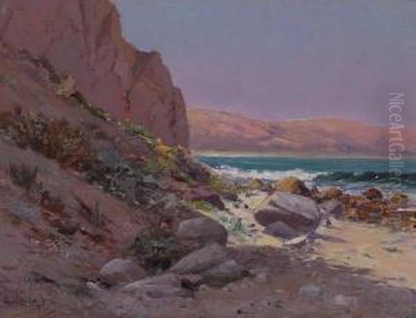 Santa Barbara Coast Oil Painting by Elmer Wachtel
