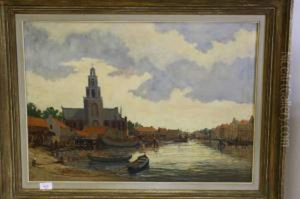 Hollands Havenstadje Oil Painting by Pieter Johannes Al. Wagemans