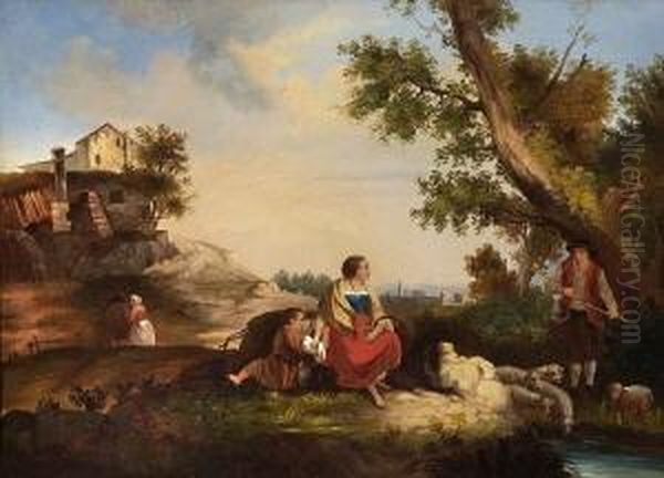 Szene In Sudlicher Landschaft: Oil Painting by Carl Wagner