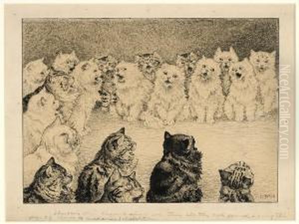 Shortears Then Began To Sing Solo Oil Painting by Louis Wain