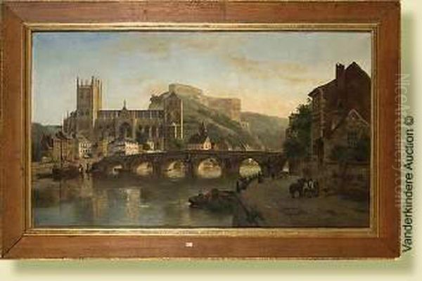 Vue De Huy Anime Oil Painting by Gustave Walckiers