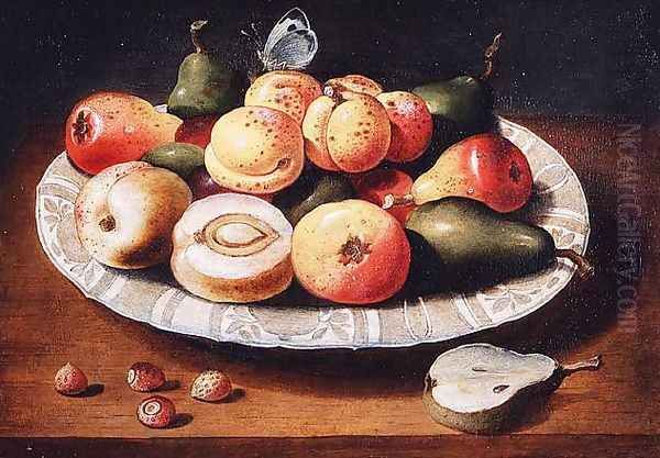 Still life of fruit in a Wan-Li porcelain dish Oil Painting by Osias, the Elder Beert
