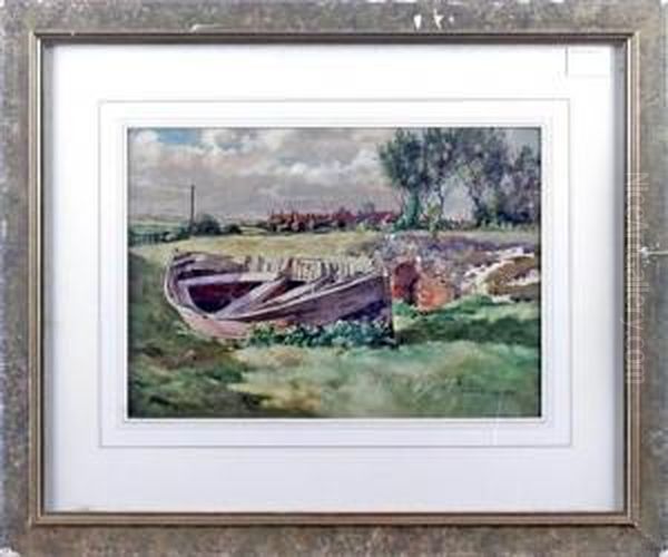 An Abandoned Boat Oil Painting by Edward Walker