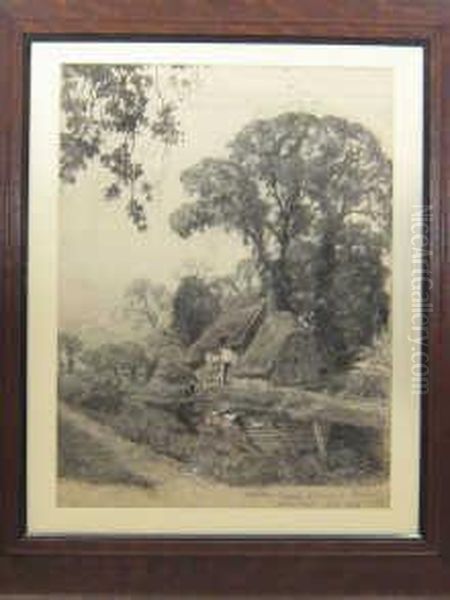 A Cottage Oil Painting by Edward Walker