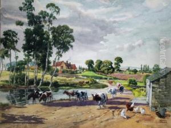 A Folio Of Eight Rural Views Oil Painting by Edward Walker