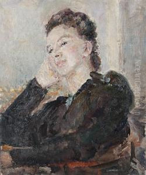 Portrait Of A Woman In Black Oil Painting by Ethel, Dame Walker