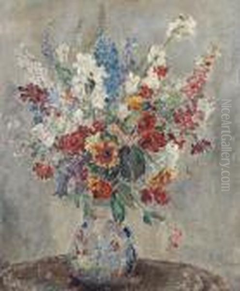 Flowers Piece Oil Painting by Ethel, Dame Walker