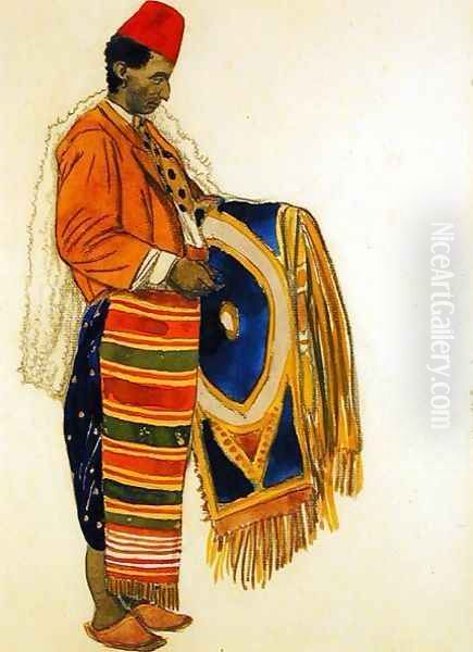 Costume Design for 'Le Marchand de Tapis, Rue a Belleville' Oil Painting by Leon Samoilovitch Bakst