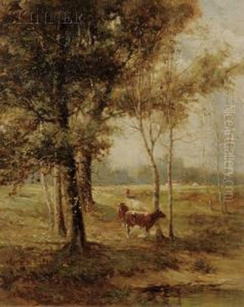 Cows In A Landscape Oil Painting by David B. Walkley