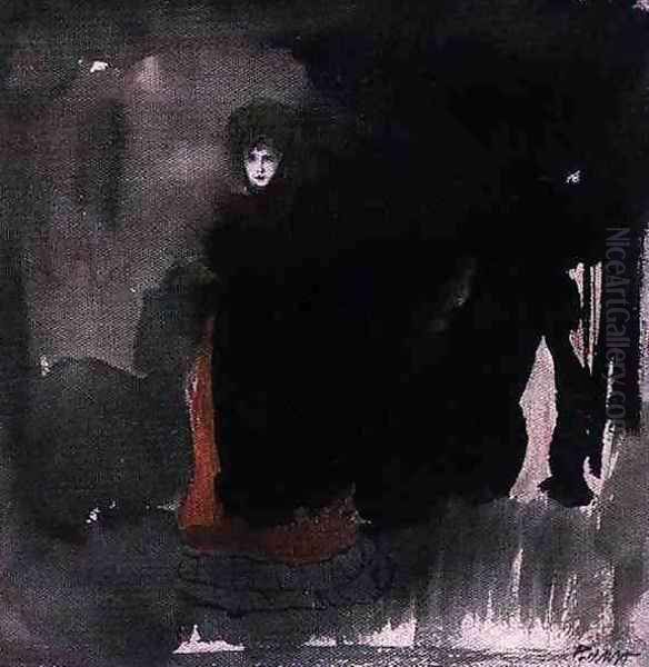 Woman in a red dress Oil Painting by Leon Samoilovitch Bakst