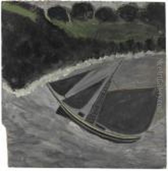 A Fishing Boat Off The Coast Oil Painting by Alfred Wallis