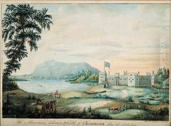 The Mountain, Basin And Castle Of Chamblee [chambly] From The North-east Lat. 45.25 N. Long 73.10 W Oil Painting by Edward Walsh