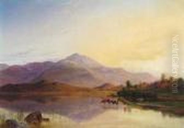 Highland Lake Scene Oil Painting by George Stanfield Walters